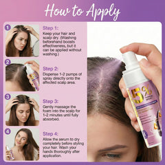 TEHAYSH spray applied to scalp demonstrating easy, even coverage