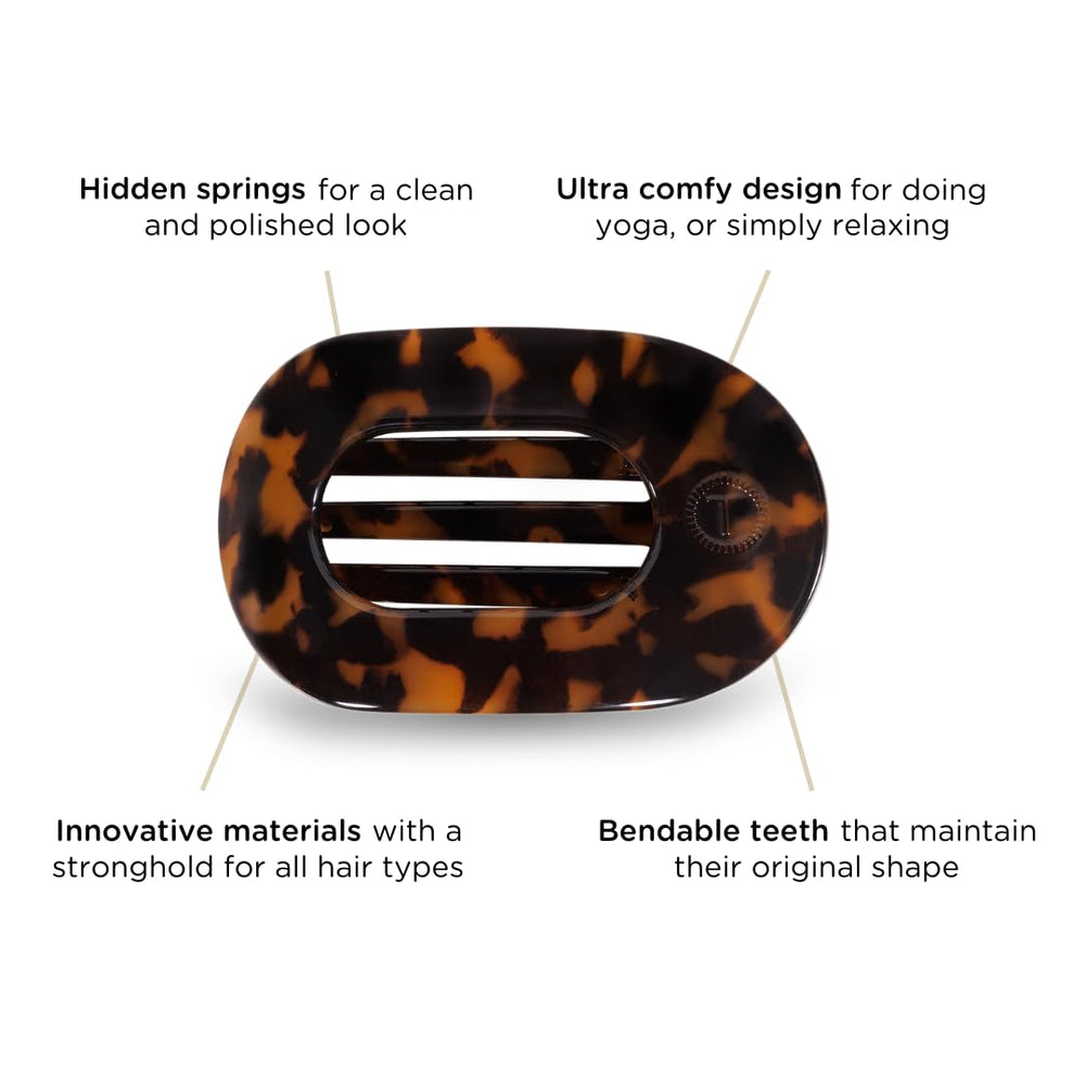TELETIES clip holding thin hair in a tidy half-up style for comfortable wear