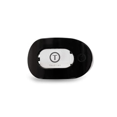 TELETIES front view of flat round clip showing sleek low-profile and durable hold