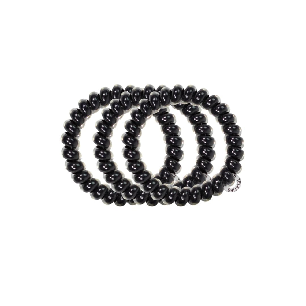 Teleties jet black close‑up of spiral detail highlighting firm flexible grip