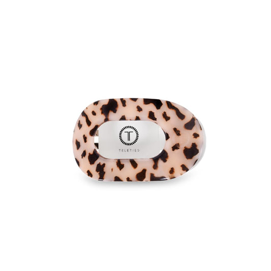TELETIES medium flat round front view showing blonde tortoise finish and secure hold