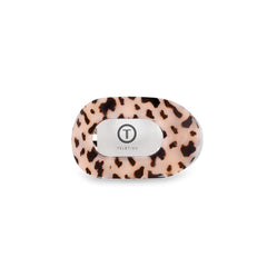 TELETIES medium flat round front view showing blonde tortoise finish and secure hold