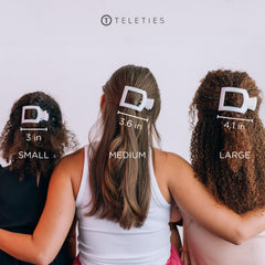 Teleties medium flat square clip Core Collection label and finish indicating lasting quality