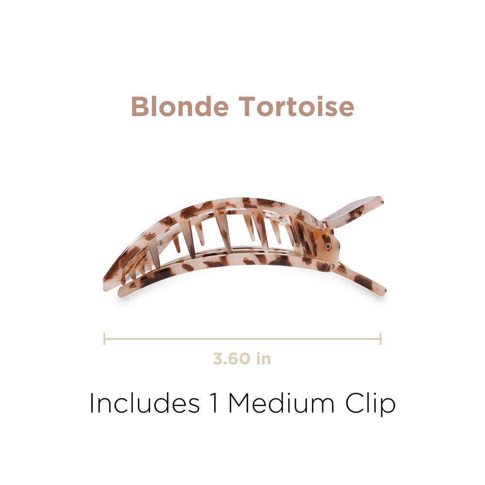 Teleties medium flat square clip side profile highlighting curved shape and comfortable head fit