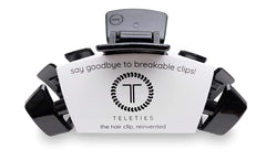 TELETIES medium clip front view showing sleek jet black finish and secure hold