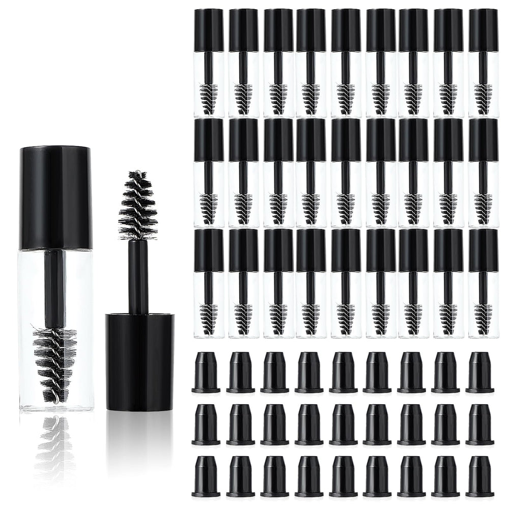 Telooco front packaging showing 27 black mascara tubes and wands, travel-ready convenience