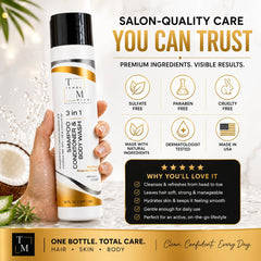 TEMBA MIAMI in-shower use with person rinsing hair showing convenience benefit