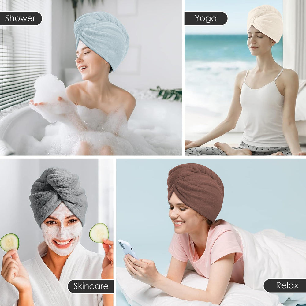 TENSTARS towel wraps displayed in bathroom lifestyle scene showing salon-quality softness at home
