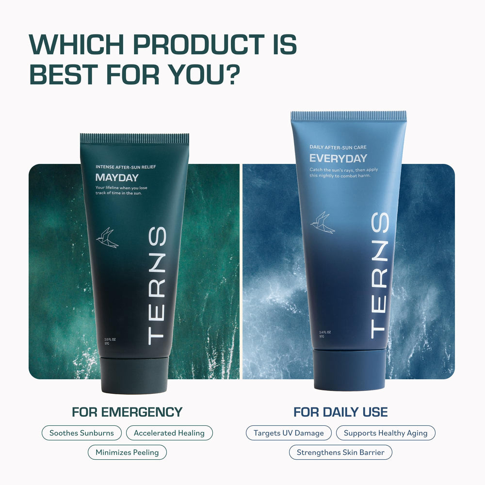 TERNS Mayday before-and-after skin showing reduced redness and restored comfort