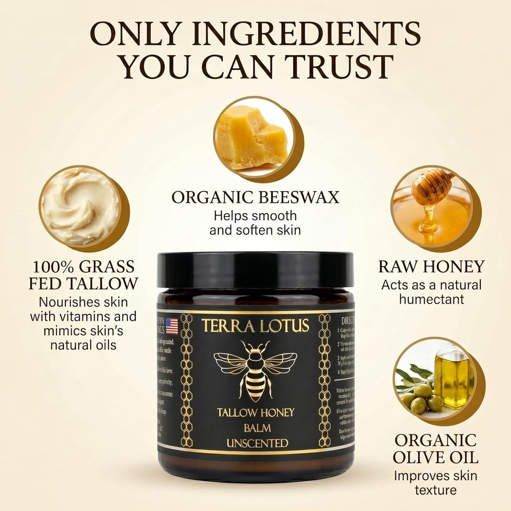 Terra Lotus closeup honey swirl in balm highlighting natural ingredients