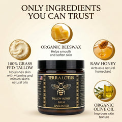 Terra Lotus closeup honey swirl in balm highlighting natural ingredients