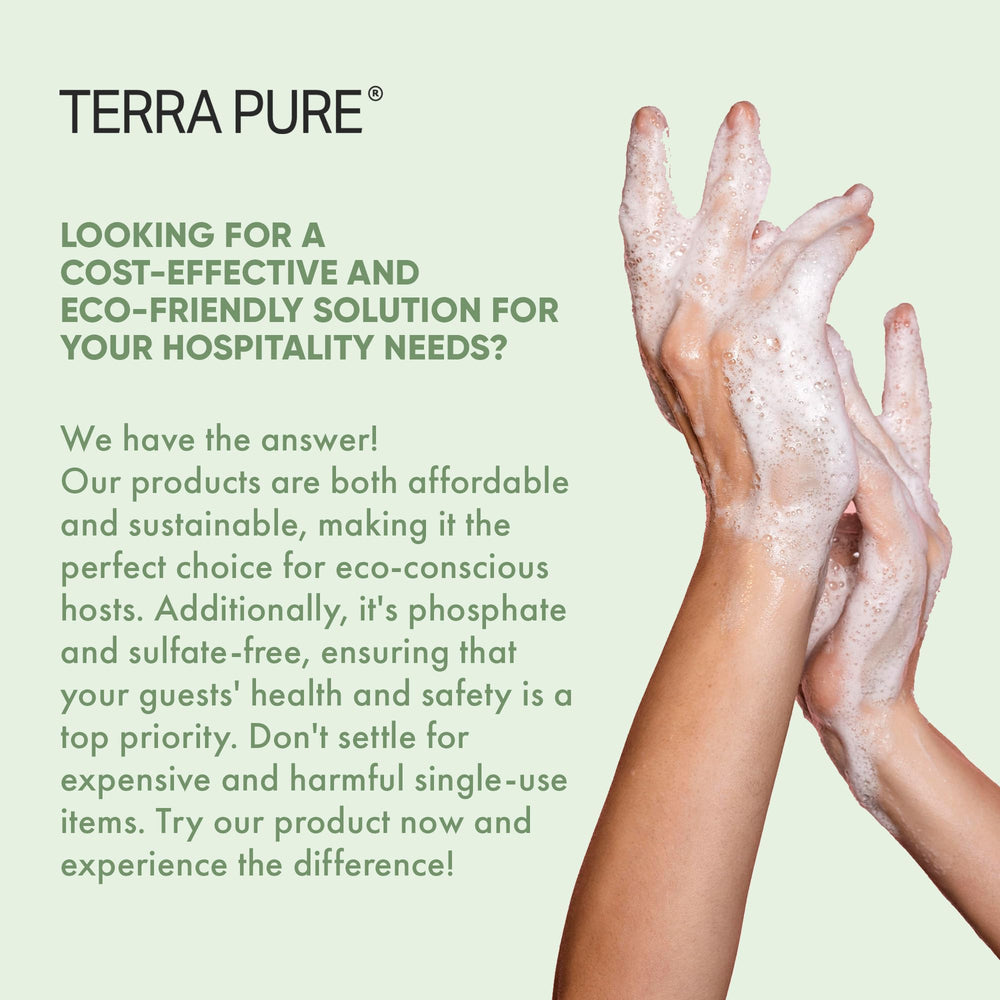 Terra Pure in a hotel bathroom setting creating a clean, welcoming feel