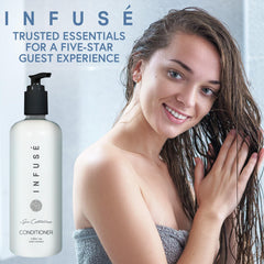 Terra Pure bottle staged in a bathroom conveying clean spa-like ambience