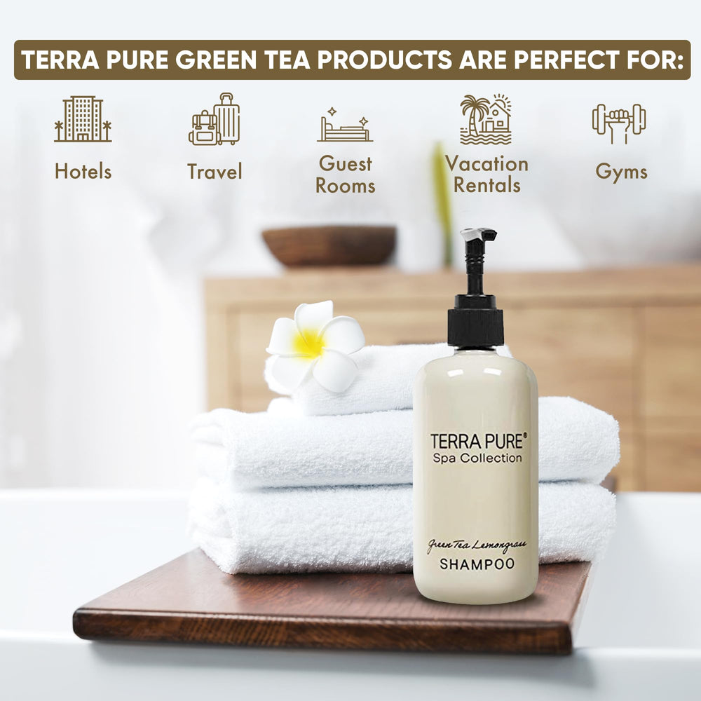 Terra Pure label close-up highlighting green tea lemongrass fragrance
