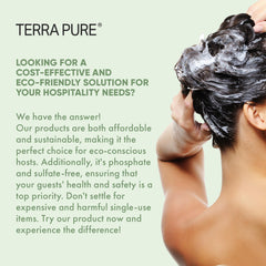Foamy texture of Terra Pure shampoo demonstrating gentle effective cleansing