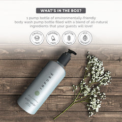 Terra Pure bottle placed in a styled bathroom suggesting spa-like comfort