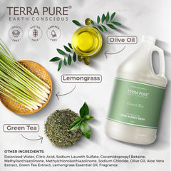 Terra Pure texture swatch with low-foam lather for gentle cleansing