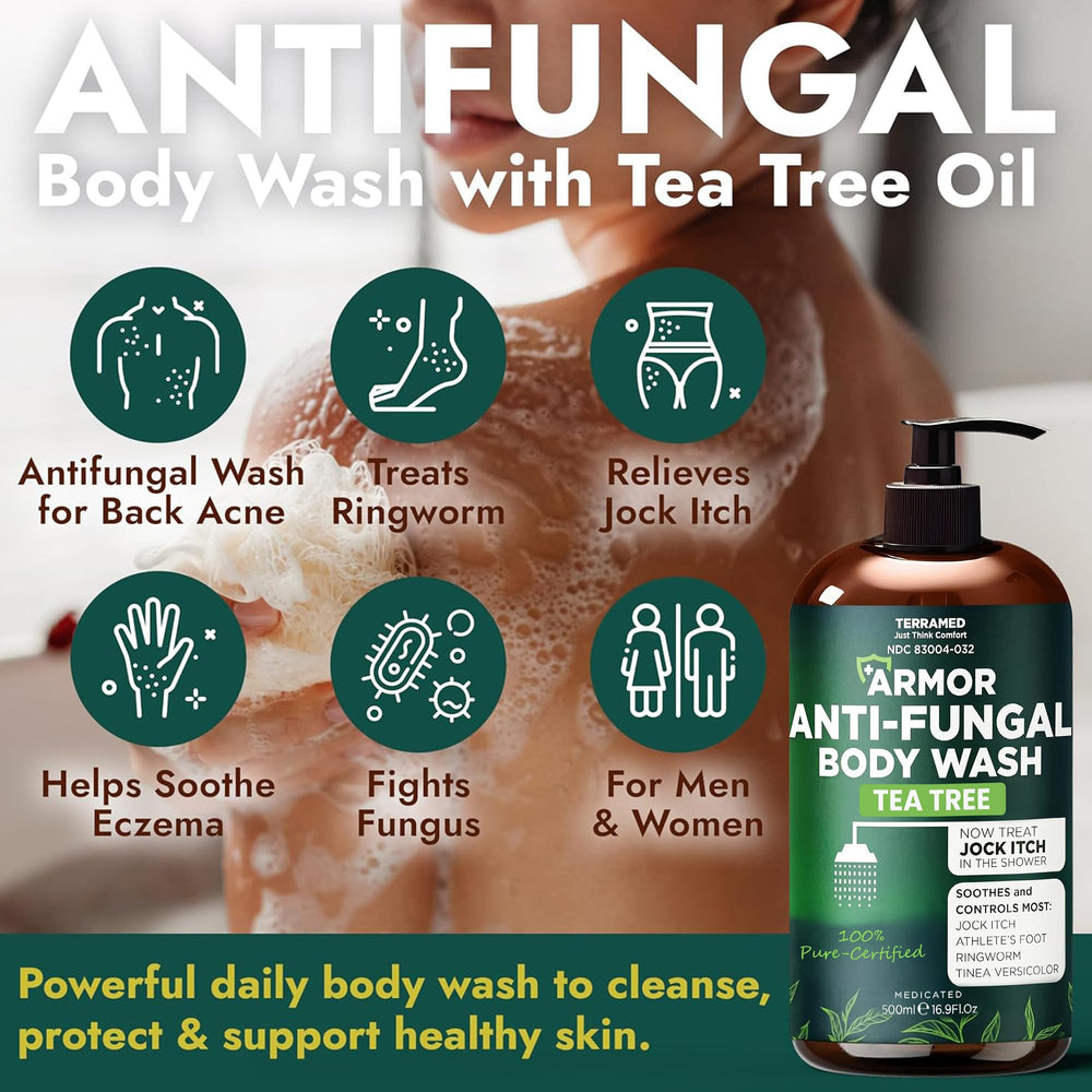 Terramed applied to feet showing antifungal care and odor control
