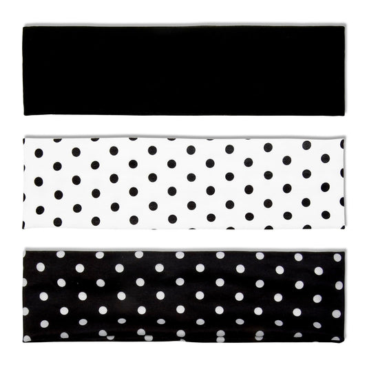 TERSE front view of three polka dot headbands showing style and set variety
