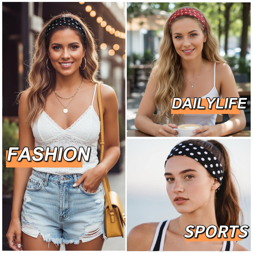 TERSE headband styled with casual outfit showing polished retro look