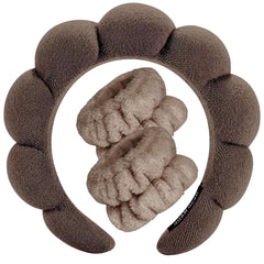 Tetizo front packaging brown set showing headband and wristband, neat storage benefit