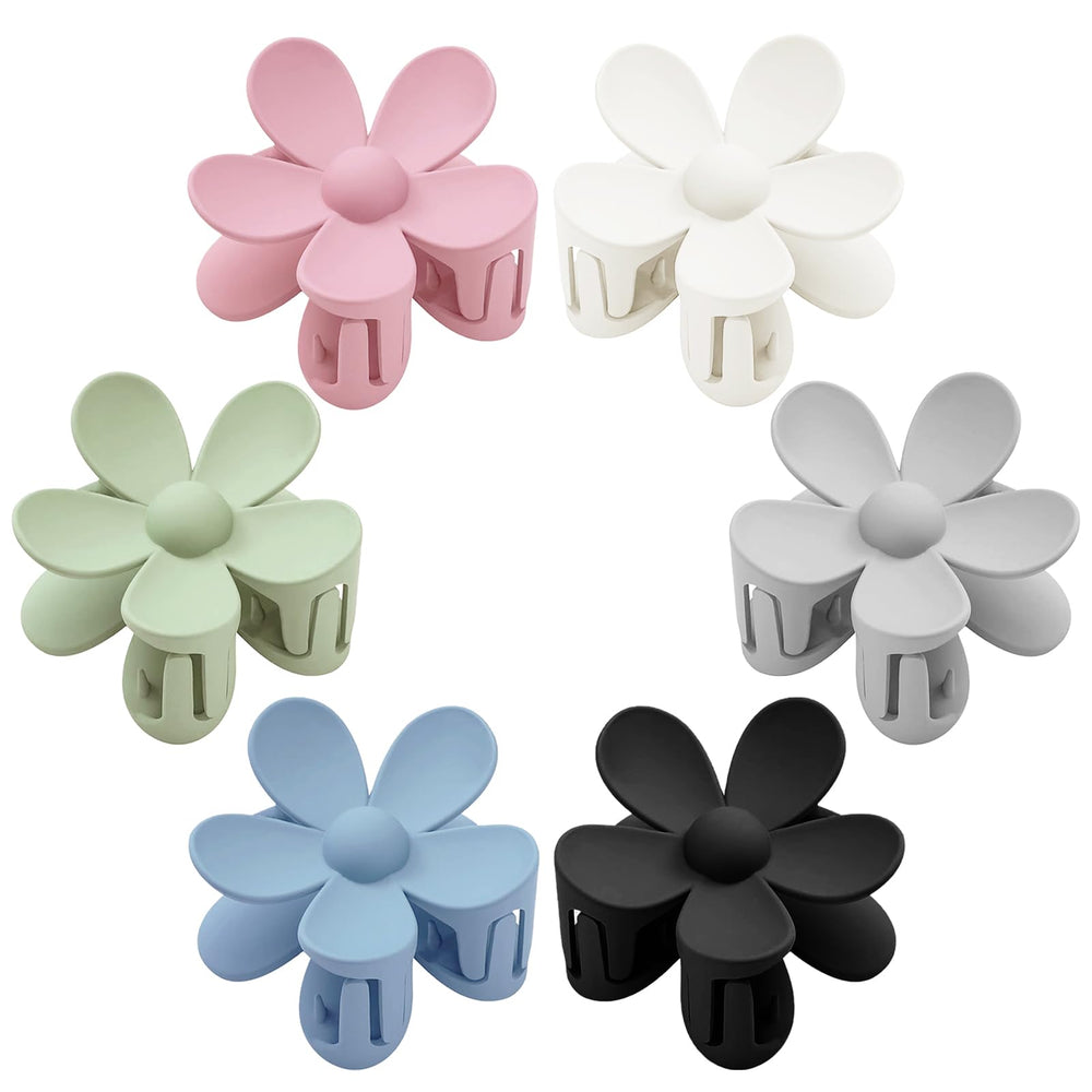 Tetizo front packaging showing six matte flower claw clips, gift-ready and colorful