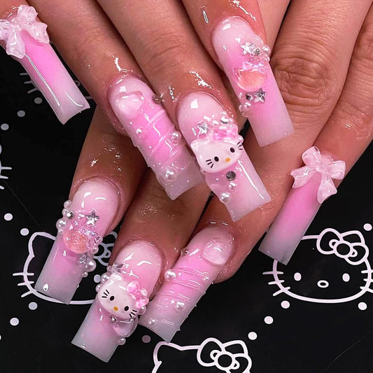 Tezocr front packaging showing 24 pink coffin press-on nails and mini file for easy setup