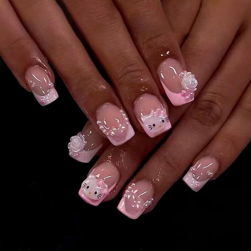Tezocr front packaging showing pink French tips and 24pcs for easy selection
