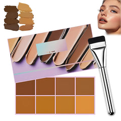 TFSUDI front view of 8-shade concealer palette showing organized pans and applicator for versatile coverage