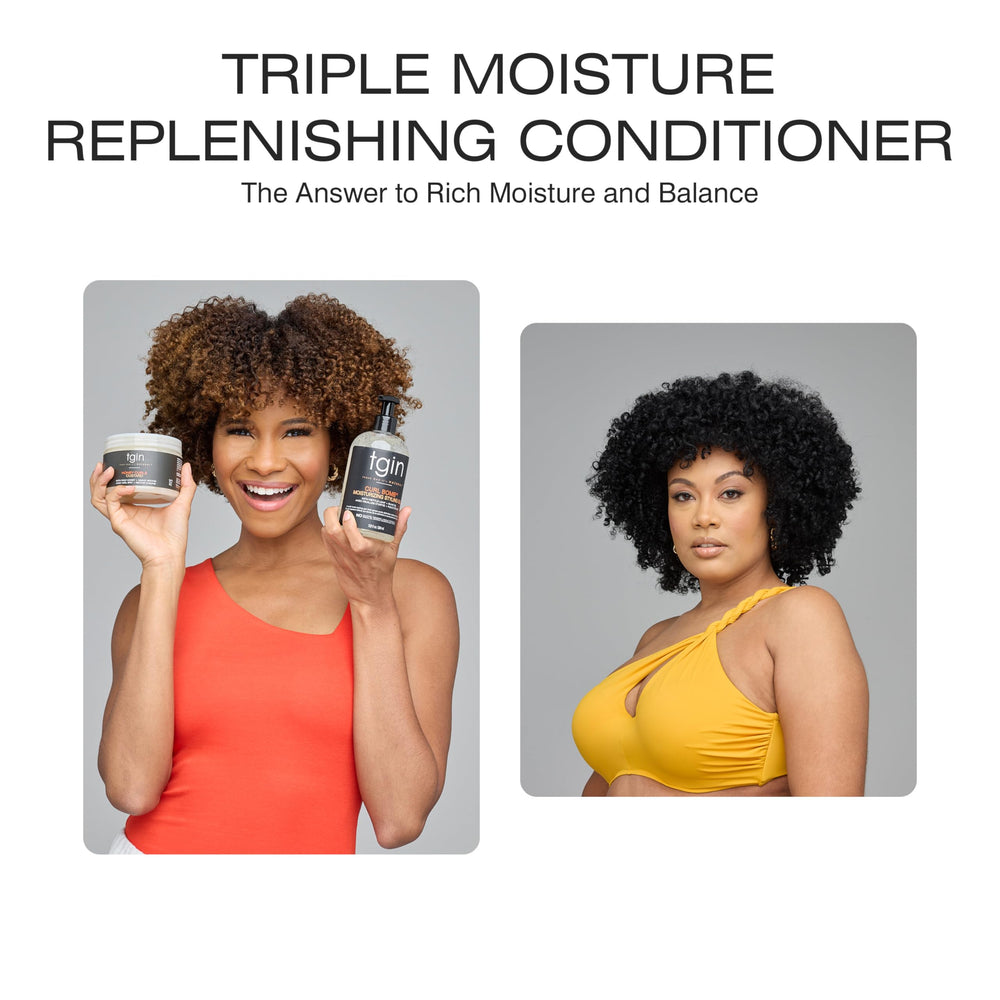 tgin applying conditioner on wet curls demonstrating smooth detangling benefit