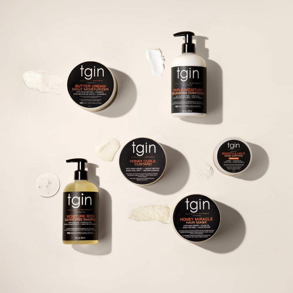 tgin lifestyle curly hair after wash showing hydrated, defined curls