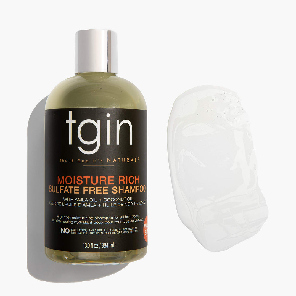 tgin shampoo texture in hand demonstrating gentle cleansing foam