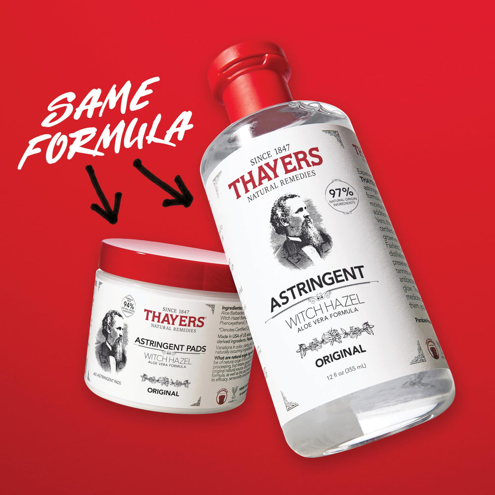 THAYERS bottle with aloe vera leaf highlighting soothing hydration benefit