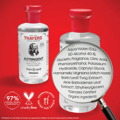 THAYERS bottle beside cleanser showing how it fits into skincare routine