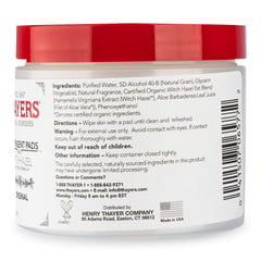 Ingredient label showing Thayers organic Witch Hazel and Aloe Vera
