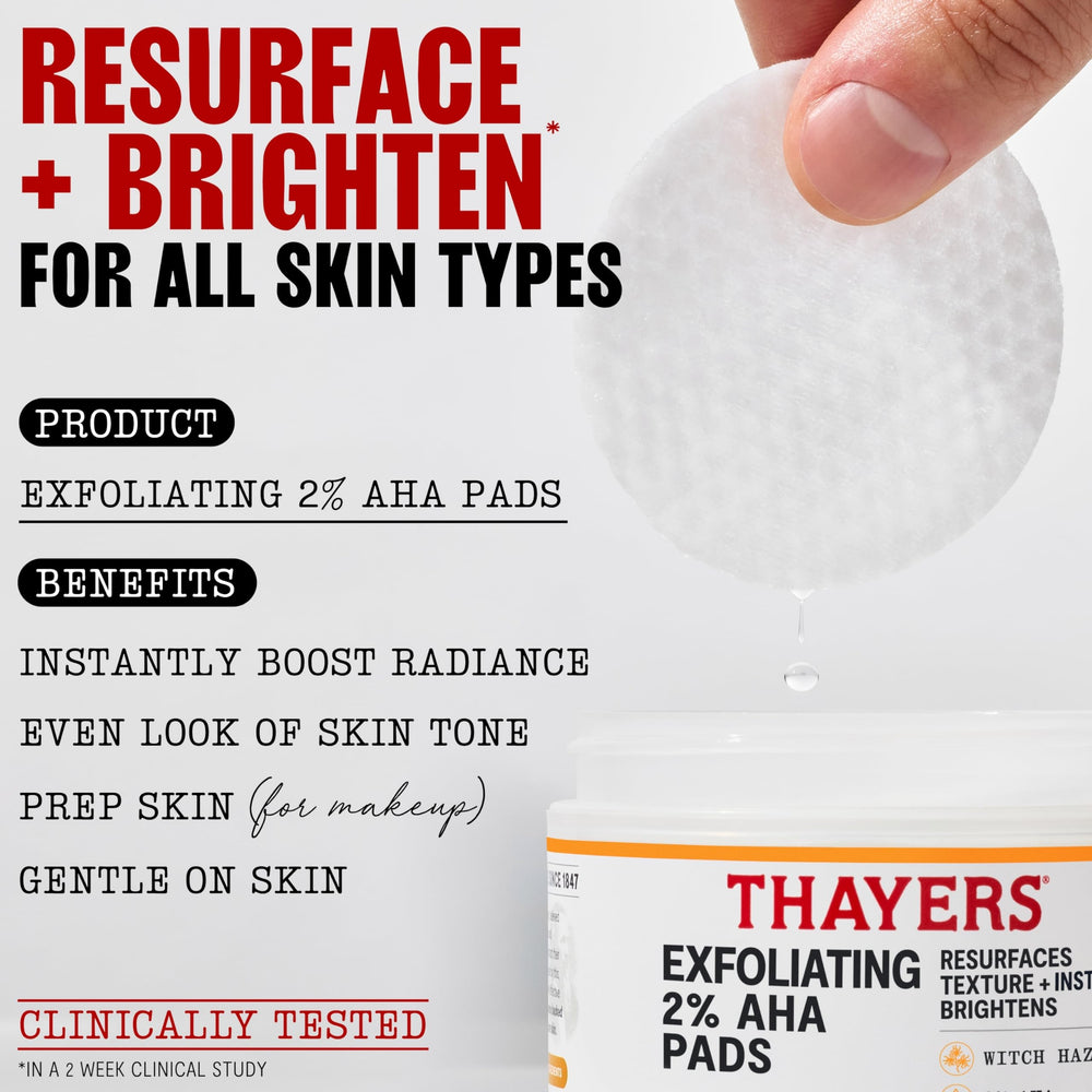 THAYERS dual-sided pad close-up highlighting embossed and smooth sides for tailored exfoliation