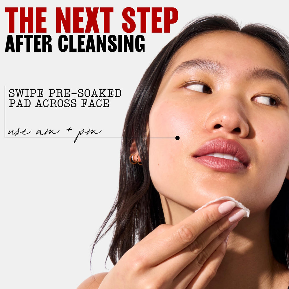 THAYERS smooth pad side saturated with solution, ready to remove impurities and prep skin