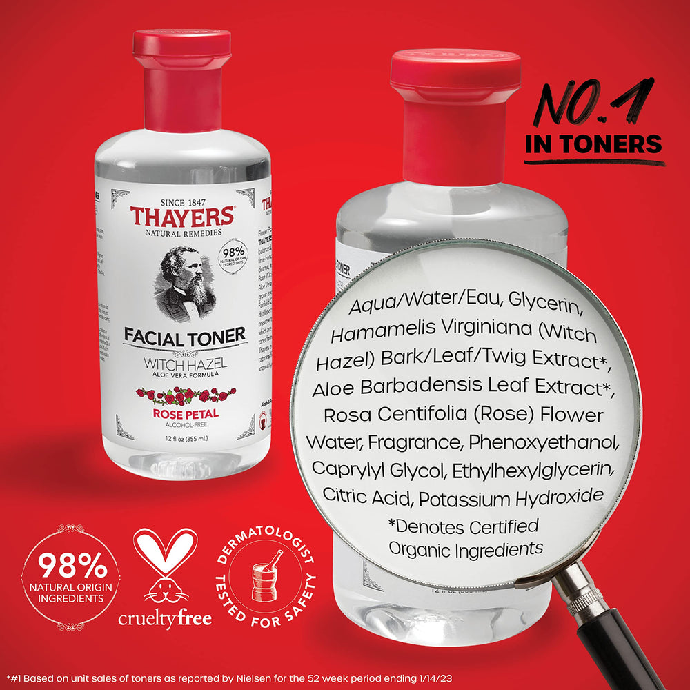 Thayers toners on bathroom counter showing daily routine prep benefit