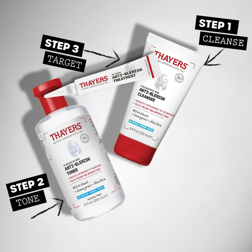 THAYERS conceptual sulfur visual showing active action, demonstrates targeted blemish support