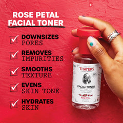 Close-up of Thayers Rose Petal Toner label highlighting botanical refinement