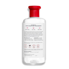 Close-up of Thayers label highlighting rose petal witch hazel benefits