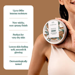 The Body Shop tub next to hand displays 200 ml size and travel convenience