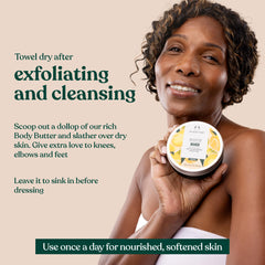 The Body Shop mango body butter next to a passport in a travel pouch showing compact, travel-friendly size