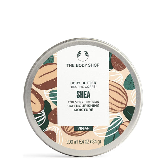 The Body Shop shea tub front view showing brand and nourishing benefit
