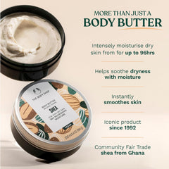 The Body Shop shea applied to hand demonstrating fast absorption benefit