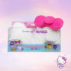 The Crème Shop close-up of Hello Kitty hot pink bow detailing, enhancing style and charm