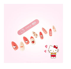 The Crème Shop nail kit tools laid out with glue and file benefit: everything included