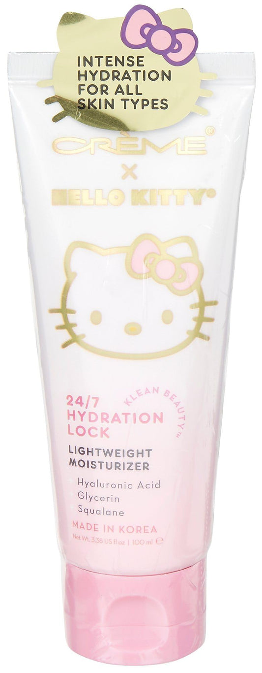 The Crème Shop Hello Kitty jar front view showing packaging and hydration benefit