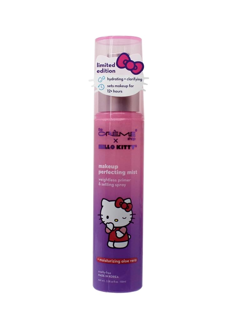 THE CRÈME SHOP Hello Kitty closeup of fine mist texture for even makeup setting
