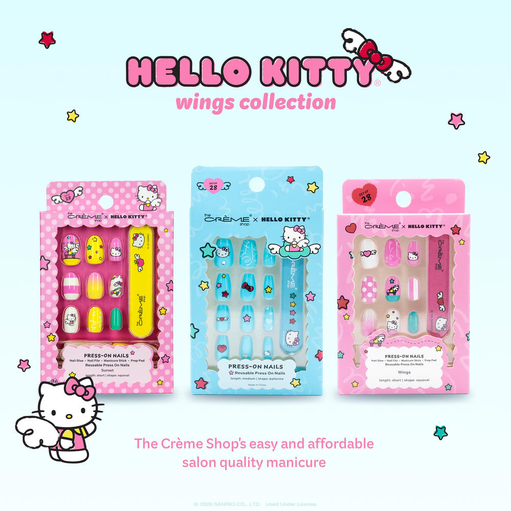 Size comparison display with The Crème Shop nails showing custom-fit convenience
